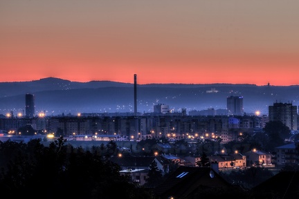 Svítání nad Olomoucí - pohled ze Zlatého vrchu